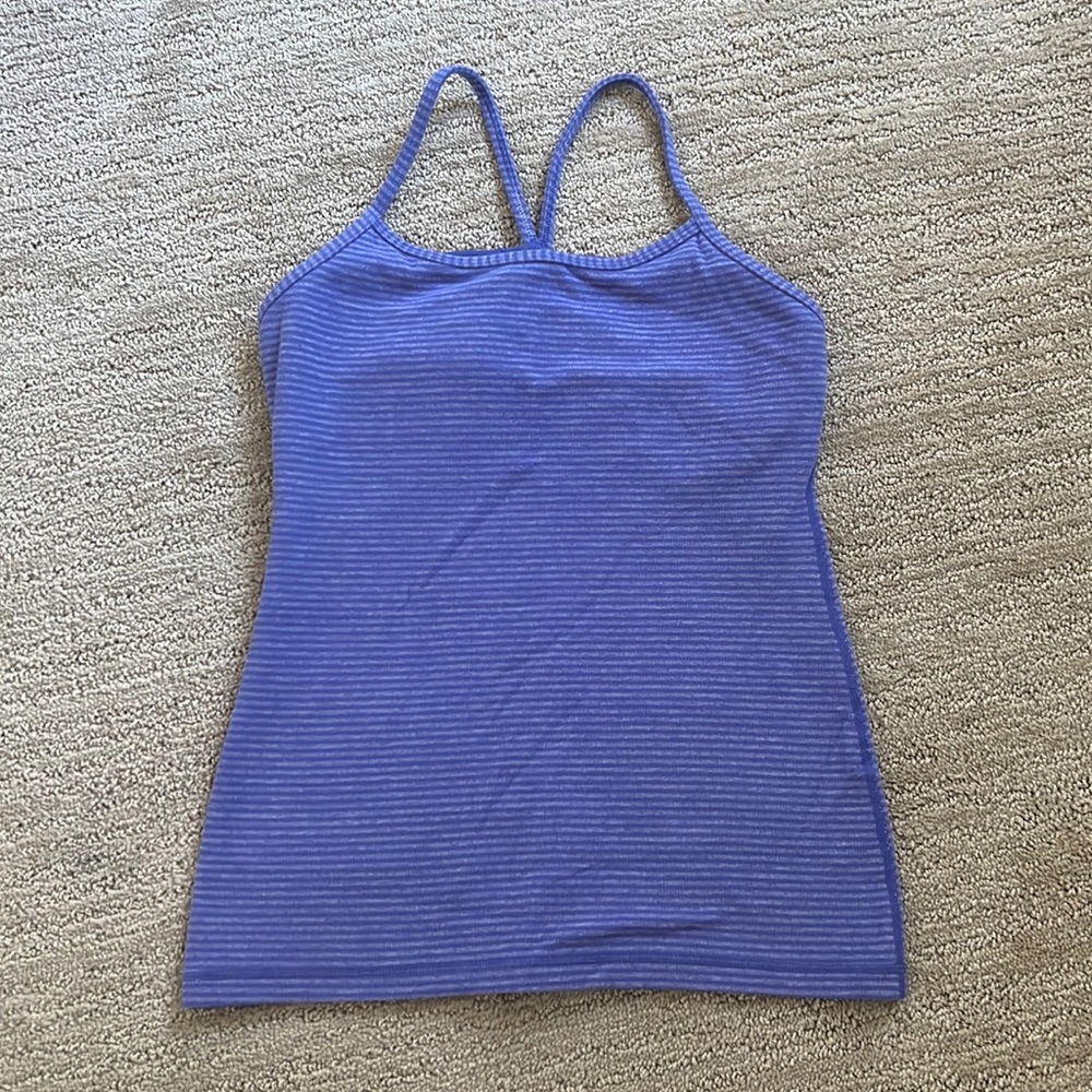 Lululemon Purple striped workout top with support bra